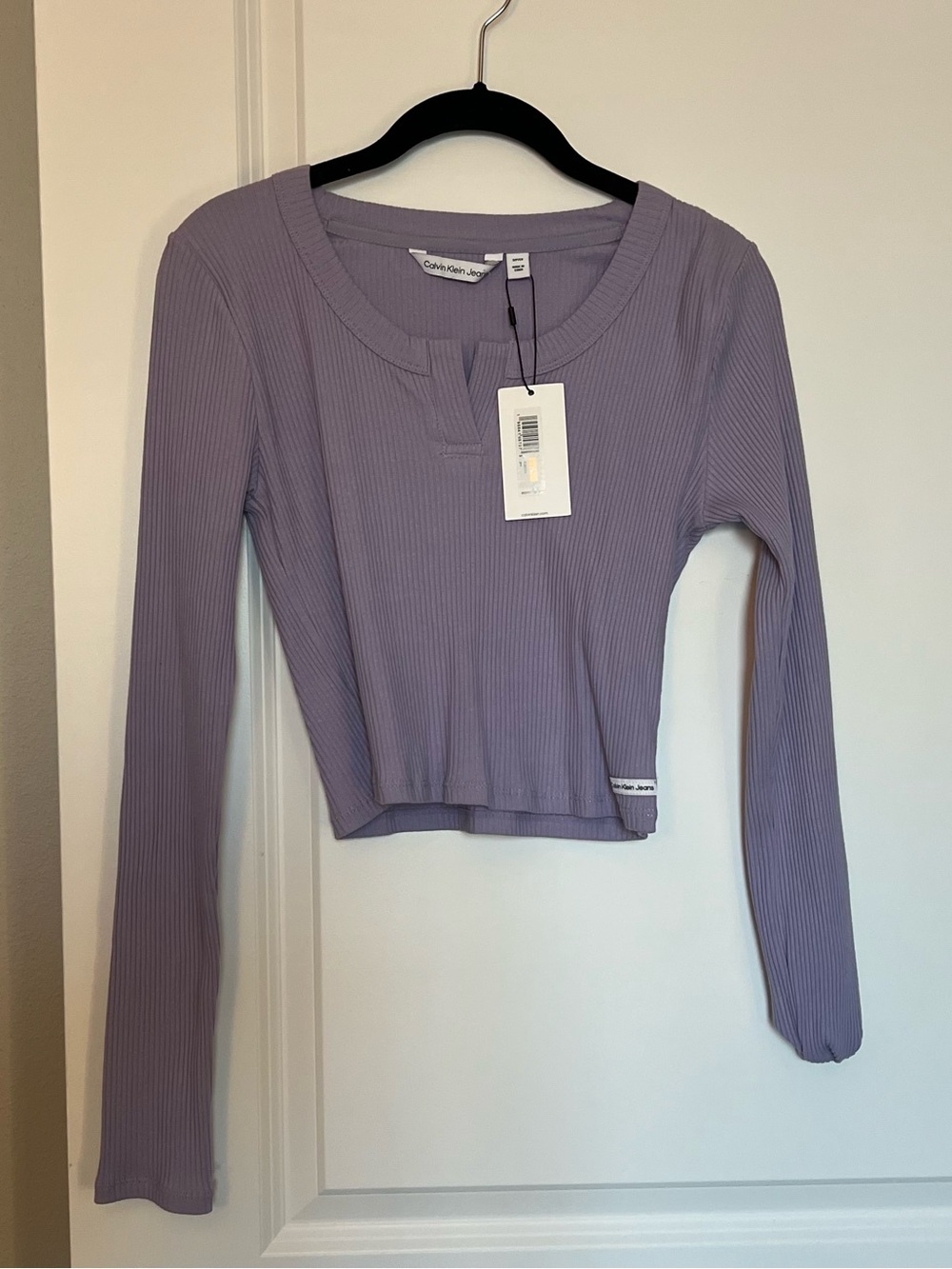 Calvin Klein Ribbed Long Sleeve Cropped Top NWT
